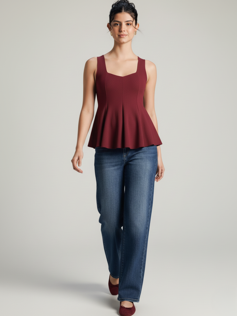 maroon-stretchable-ribbed-peplum-top-front-view-pose_1-uptownie.png