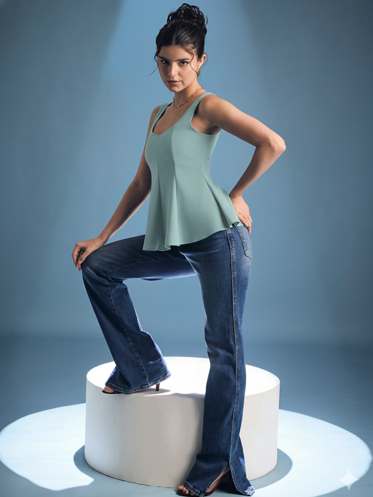 teal-stretchable-ribbed-peplum-top-side-angle-pose2-uptownie.png