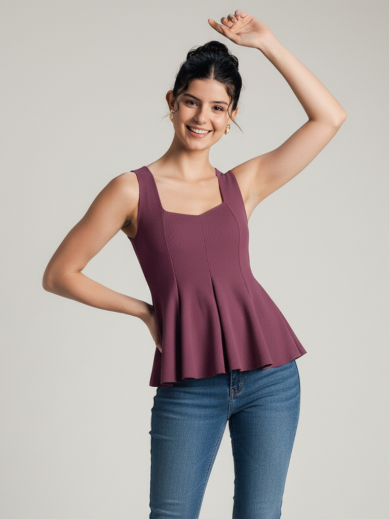 dusky-purple-stretchable-ribbed-peplum-top-front-view-uptownie.png
