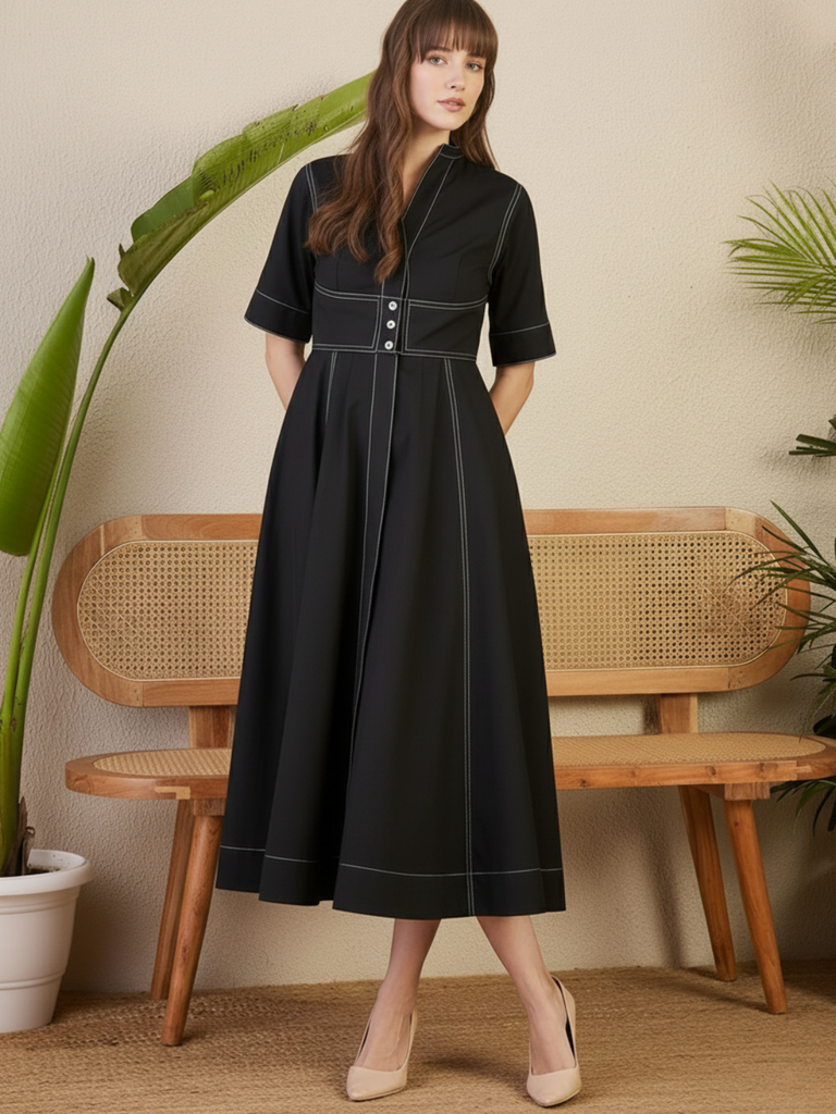 black-panelled-corset-midi-dress-front-angle-pose-2-uptownie.png