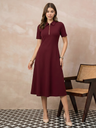 maroon-stretchable-ribbed-midi-dress-front-angle-uptownie.png