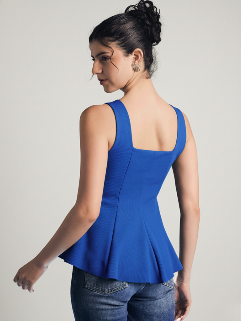 navy-blue-stretchable-ribbed-peplum-top-back-angle-uptownie.png