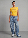 yellow-cotton-lycra-slogan-tee-full-model-view-pose-1-uptownie.png