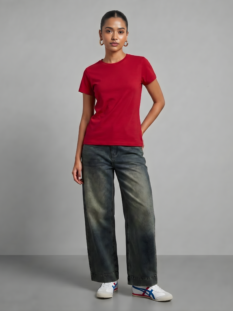 red-pure-cotton-everyday-tee-front-angle-pose-2-uptownie.png