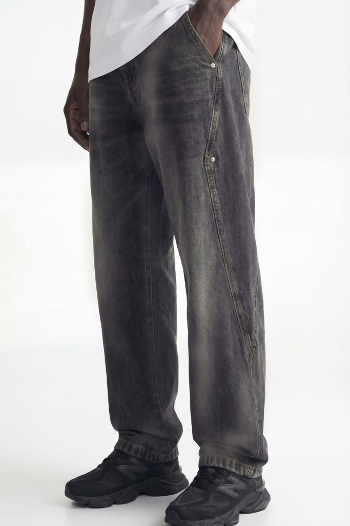 [25PNREG27_BK_S/28] Oxidized Relaxed Rivet Denim // Black (S/28)