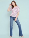 Floral Stretchable Puff Sleeve Top