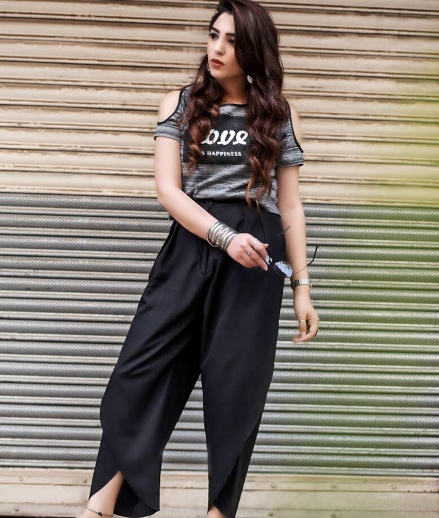 [ULFW16BT06-02-013-02] Adjustable Crepe Tulip Pants (S, Black)