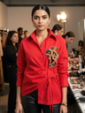 Pure Cotton Tie-Up Sequinned Shirt