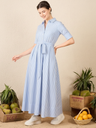 Linen Buttoned Down Shirt Dress With Belt (with Lining)