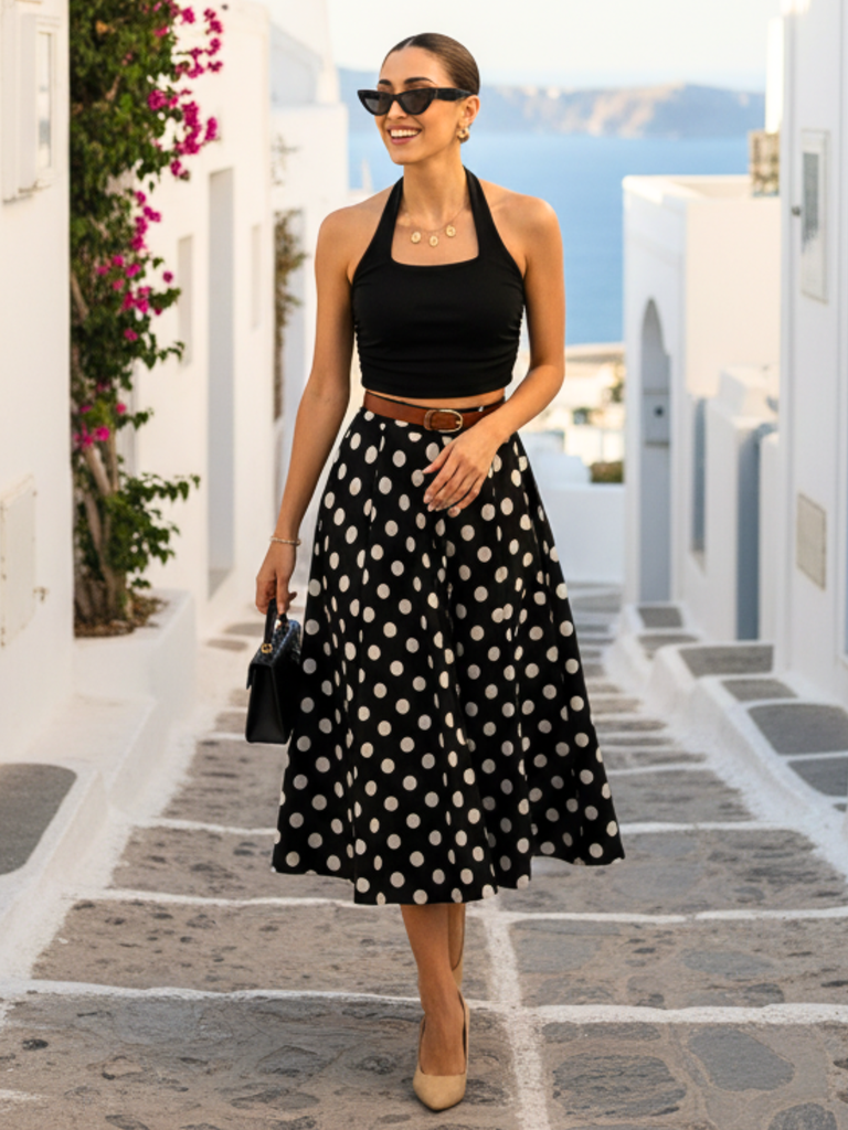 [ULSS24BT18-64-305-02] Pure Cotton Box Pleated Midi Skirt (S)