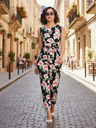 Printed Waist-tie Jumpsuit