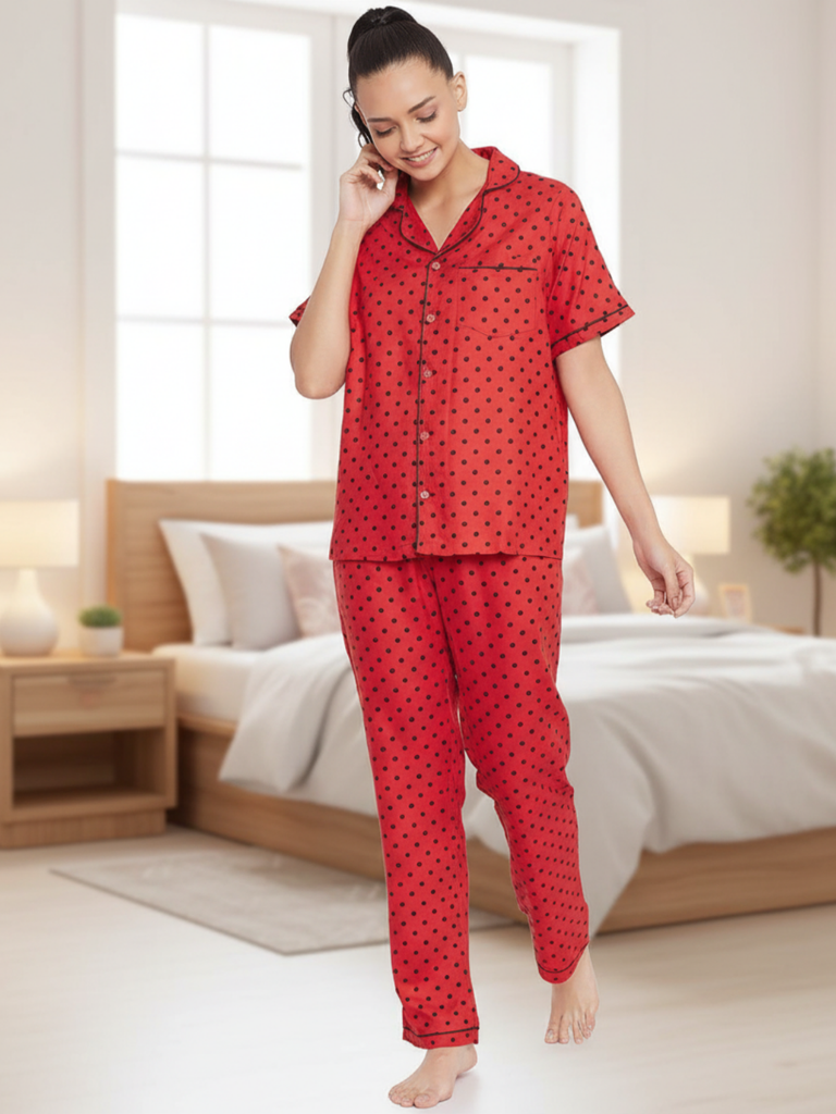 [ULSS19NS09-26-121-02] Printed Cotton Night Suit (S)