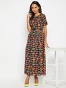 Printed Maxi Dress with Belt