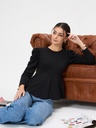 Stretchable Full Sleeves Peplum Top