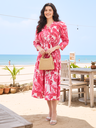 Puffed Sleeve Cotton Midi Dress