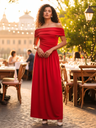 Stretchable Off Shoulder Drop Waist Maxi Dress