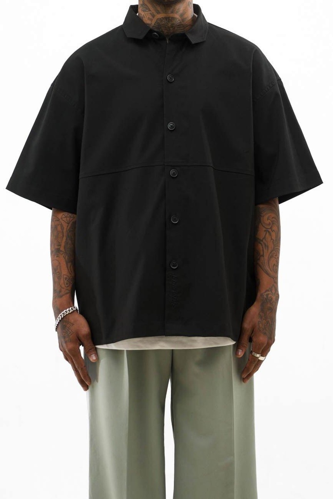 [UM23A_SH_007B_S] Zip Pocket Shirt // Black (S)