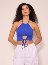 Stretchable Halter Strappy Cutout Ribbed Top