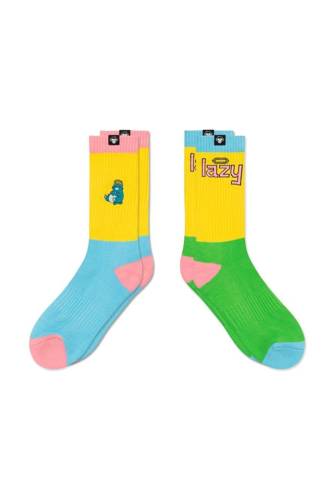 [UMSK003LZ_BLPK_S] 2 Pairs // Lazy + Cats socks (small)