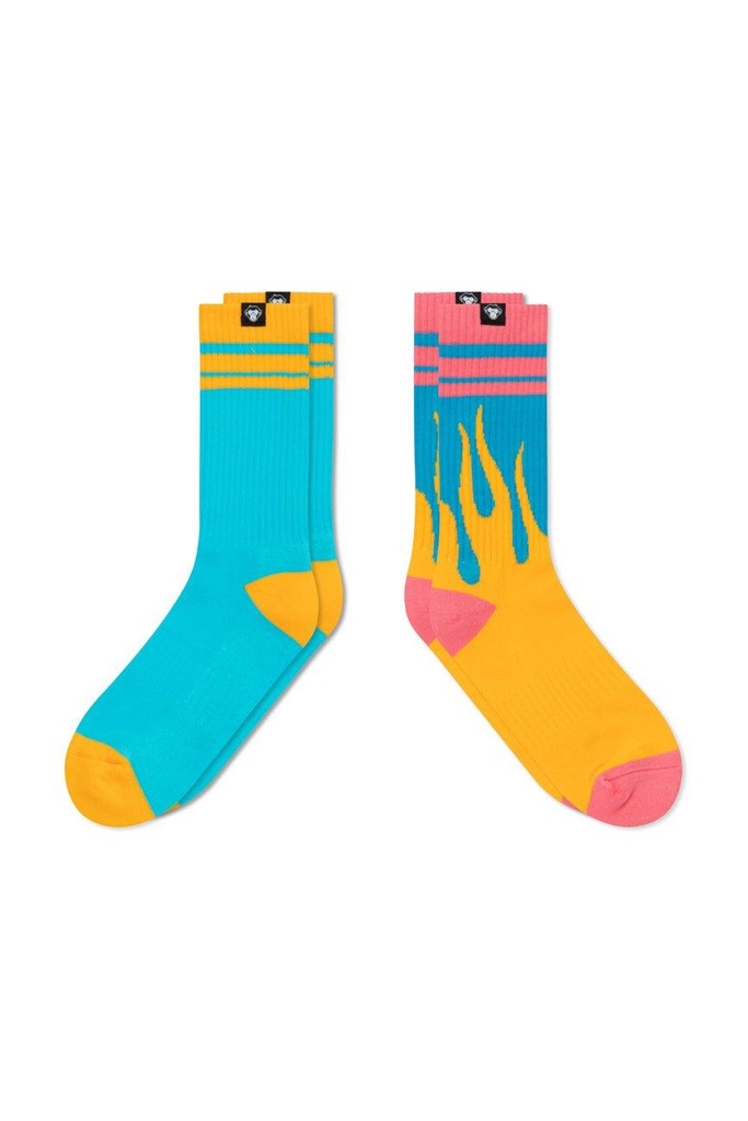 [UMSK002FL_YPK_S] 2 Pairs // Twin + Flame socks (small)