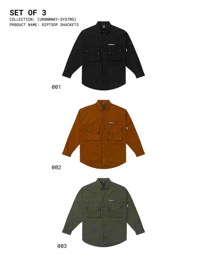 [P3_RS_002ABC_XS] Pack of 3 // Ripstop Shacket (XS/36)