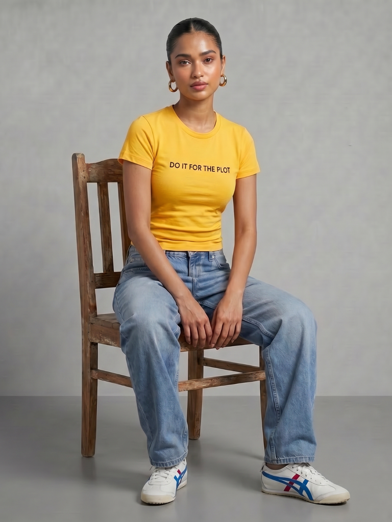 [ULSS26TP22-35-122-02] 180 GSM Cotton Lycra Slogan Tee (S, Yellow)