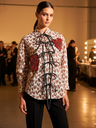 Printed Tie-Up Full Sleeve Sequinned Cotton Shirt