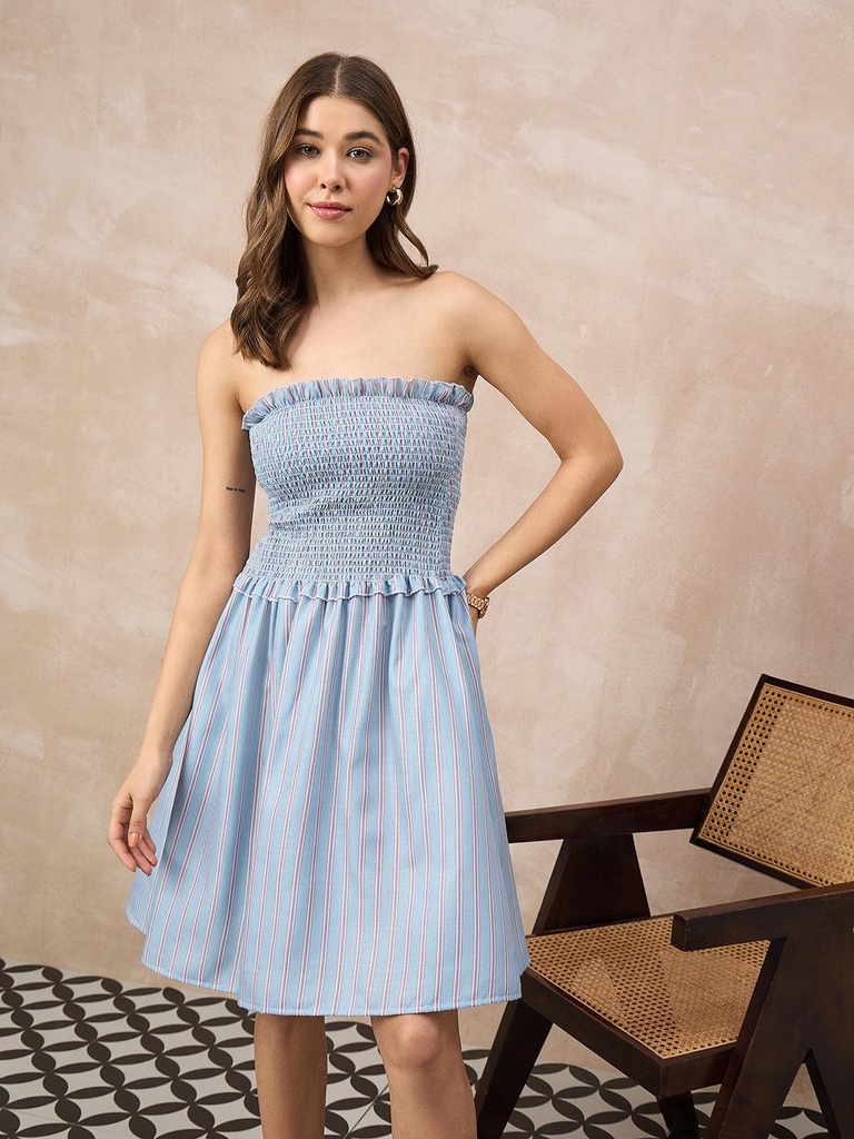 Pure Linen Strapless Mini Dress