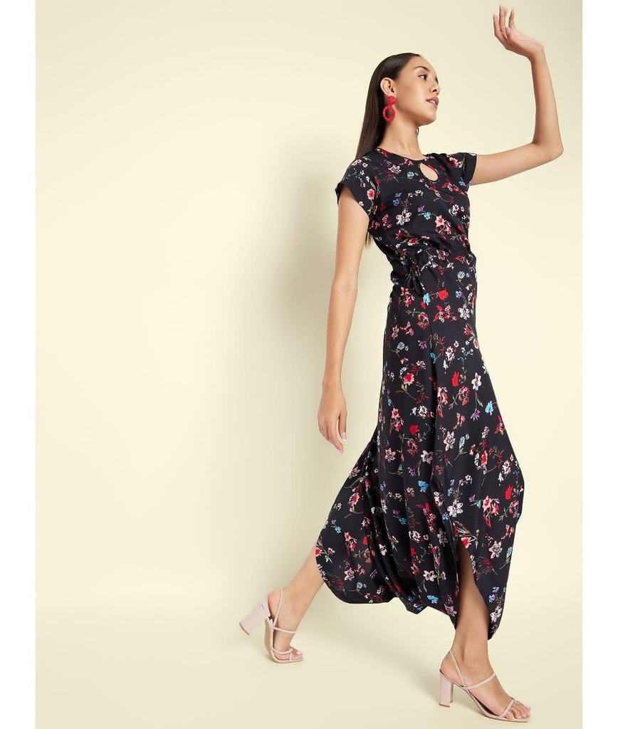 [ULSS21DR11-03-724-02] Cutout Dhoti Jumpsuit (S, Dark Blue)