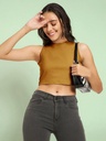 Stretchable High Neck Crop Top