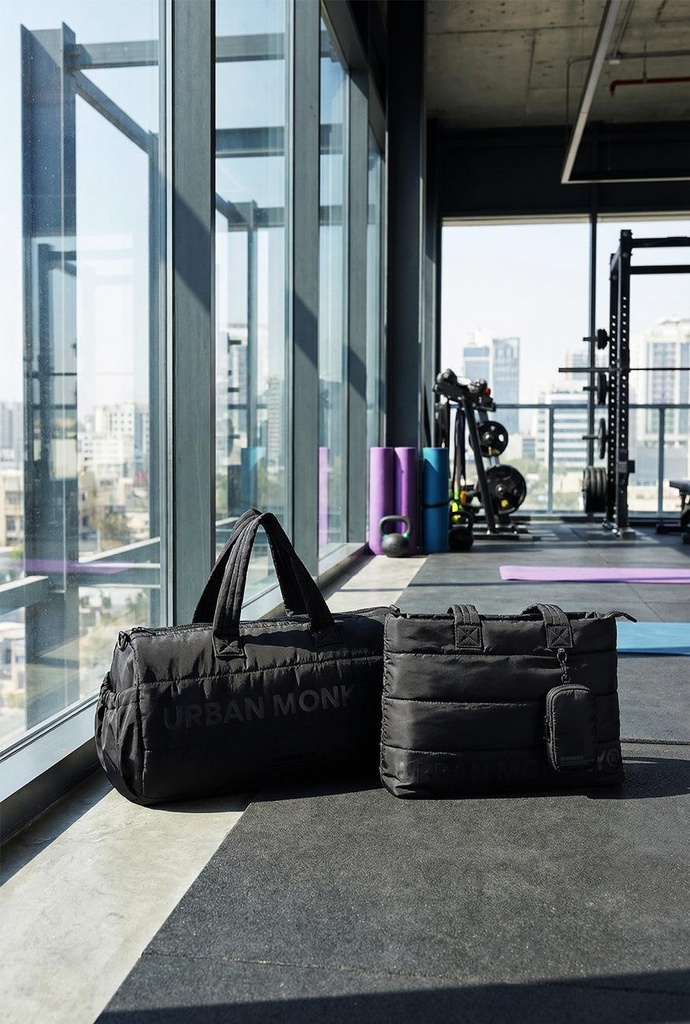 [25DFTB_PL07_PL08] Pack of 2 Puffer bags // Black On Black