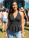 Stretchable Halter Neck Peplum Top