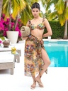 Ruffled High Waist Bikini Set With Sarong
