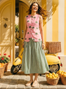 Pure Linen Waistcoat and Skirt Set