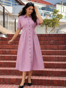 Pure Linen Pin-Tucked Midi Dress