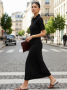 Stretchable Front Zip-up Midi Dress
