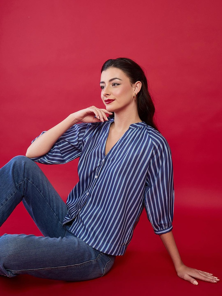 Puff Sleeve Pure Linen Shirt