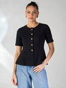 Stretchable Ribbed Flared Peplum Top