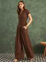 Stretchable Wrap Top & Flow Pants Co-Ord Set