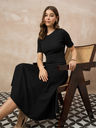 Stretchable Flared-Skirt Ribbed Dress