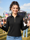 Stretchable Full Sleeves Front Zip Up Top