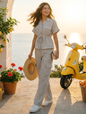 Pure Linen Drawstring Waist Shirt & Pant Set