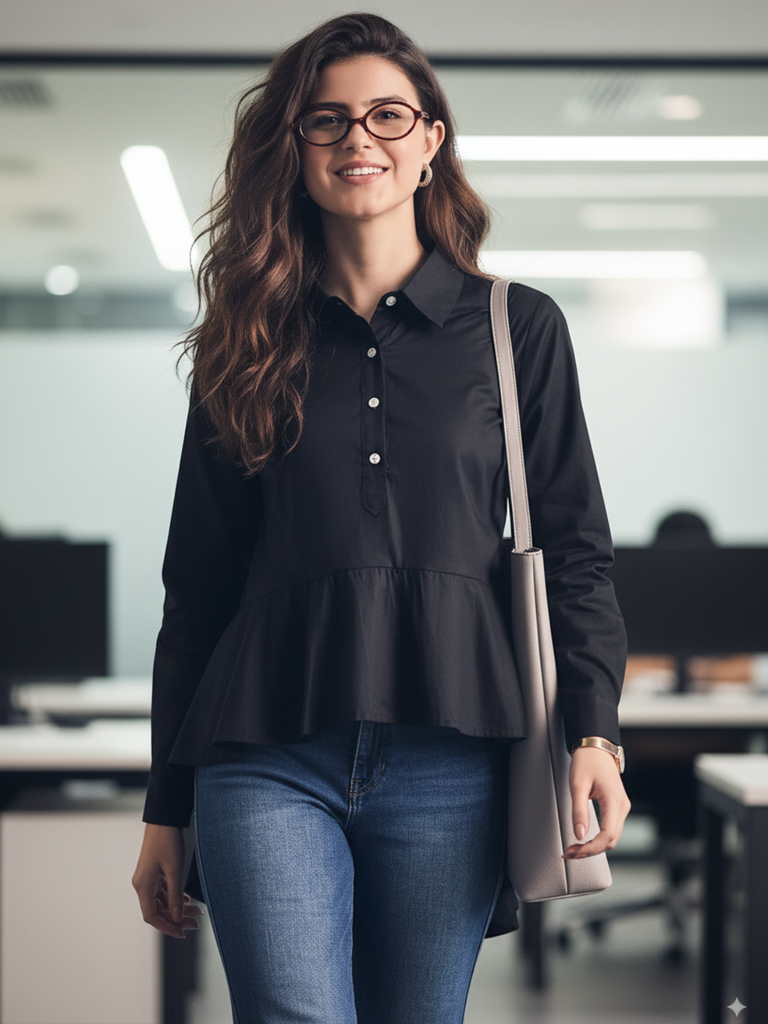 Cotton Peplum Shirt