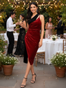Stretchable Velvet Dual-Color Dress