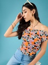 Printed Stretchable Draped Crop Top