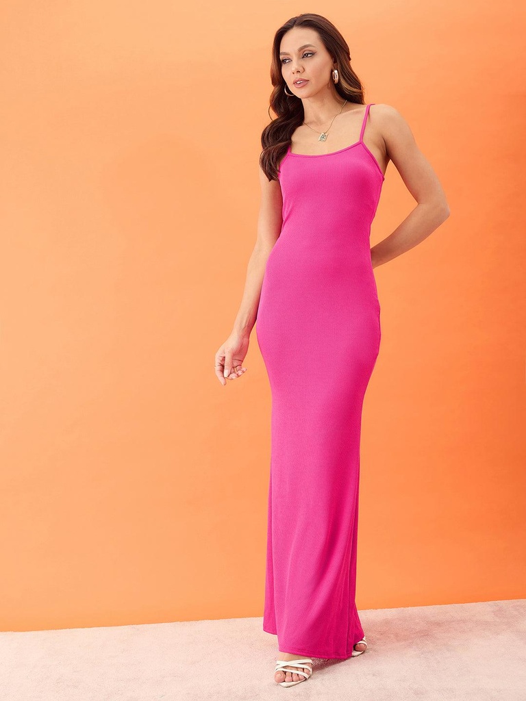[ULSS24DR18-28-109-02] Stretchable Ribbed Maxi Dress (S, Pink)