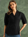 Puff Sleeve Pure Cotton Pleated Shirt
