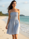 Pure Linen Strapless Mini Dress