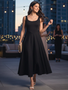 Stretchable Corset Fit & Flare Midi Dress