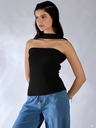 Stretchable Strapless Scarf Neck Top